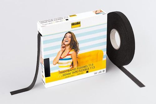 Nahtband Flexibel 1,5cm breit schwarz 50m