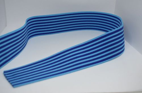 Gummi, 2-Farbig, Streifen 3mm, 40 mm, hell blau , dunkel blau