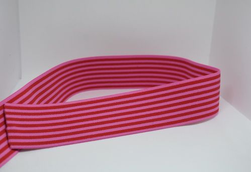Gummi, 2-Farbig, Streifen 3mm, 40 mm, rot, rosa