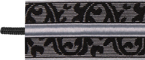 Bund-Gummi mit Kordelzug schwarz weiß  50mm