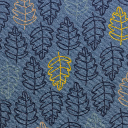 Steinbeck, Woody, Bauwoll Jersey, Herbst, Blätter, blau