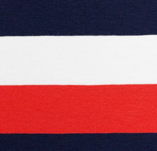 Gala, Jersey Baumwolle, Streifen, Maritim, 3 cm, rot/weiß/dunkelblau