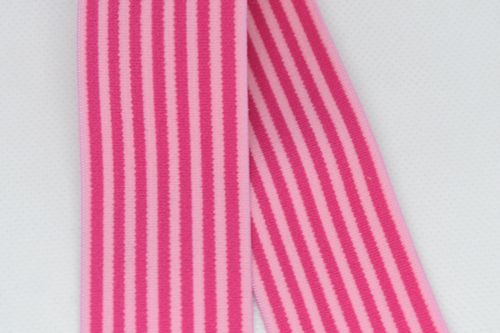Gummi, 2-Farbig, Streifen 3mm, 40 mm, hell pink , dunkel pink