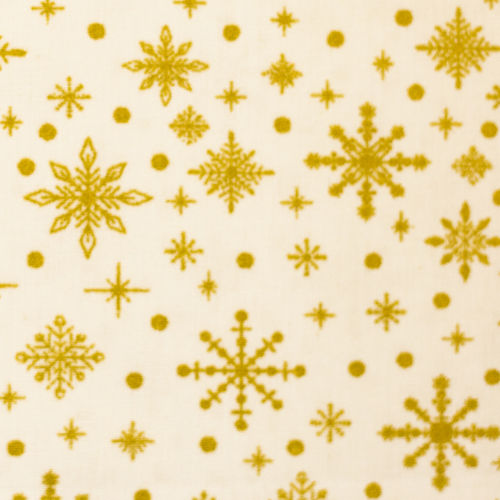 Baumwolle Webware Neuss Schneeflocken Weihnachten Eiskristalle Punkte gold naturweiß