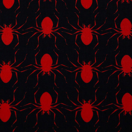 Baumwolle Webware Bool Spinnen rot schwarz
