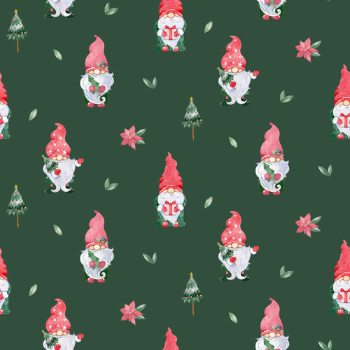 Baumwolle Webware Poplin Weihnachten Wichtel  Tannenbäume Weihnachtsstern grün