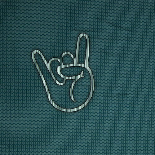 Modal-French Terry Panel Cozy Cool Fingerzeichen skandinavi8sches Muster smaragd