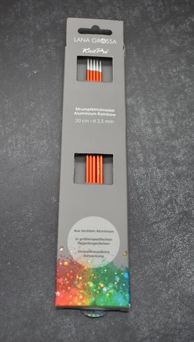Strumpfstricknadel Aluminium Rainbow Lana Grossa Knit Pro 20cm 2,5mm