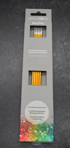 Strumpfstricknadel Aluminium Rainbow Lana Grossa Knit Pro 20cm 3,0mm